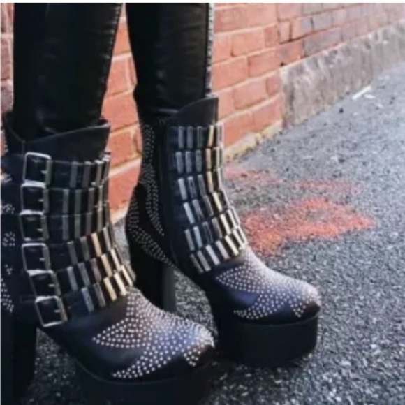 Jeffrey Campbell Hell Yes Black Studded Boots - Picture 2 of 7
